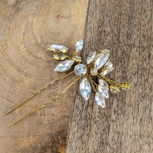 3🩷Gold & Diamond Hair Prong Clip 0.2oz